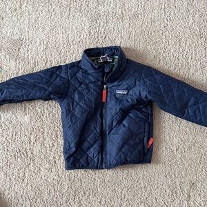 Patagonia Blue Quilted Jacket with Red Accents - Perfect Condition- Size 2T